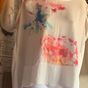 VENUS White and Pink Sleeveless Boxy Blouse